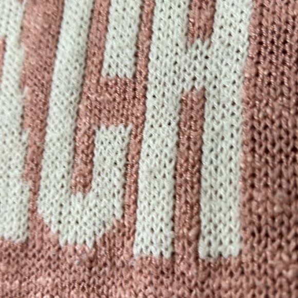 RARE! Marled Dusty Rose "BEACH" Loose Knit Acrylic Sweater S w MEASUREMENTS! - Picture 7 of 12